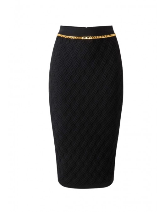FUSTA ELISABETTA FRANCHI, Lant auriu atasat, Negru - GK20B56E2110 FUSTA ELISABETTA FRANCHI, Lant auriu atasat, Negru - GK20B56E2110
