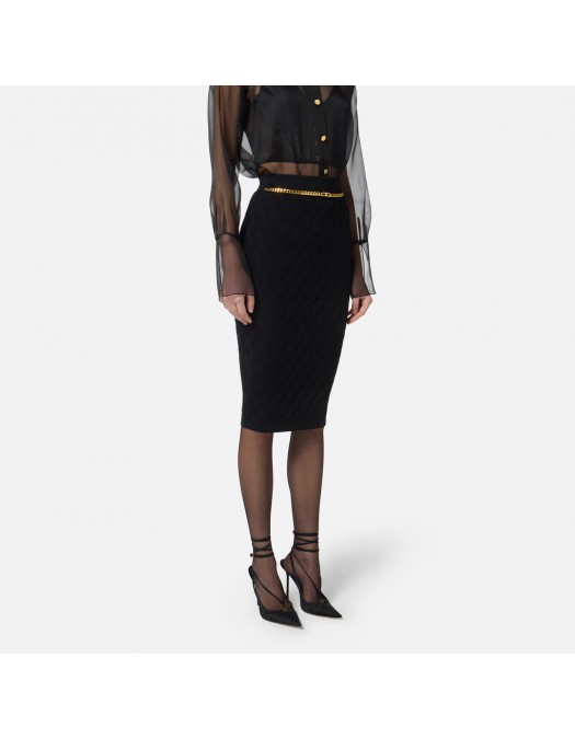 FUSTA ELISABETTA FRANCHI, Lant auriu atasat, Negru - GK20B56E2110 FUSTA ELISABETTA FRANCHI, Lant auriu atasat, Negru - GK20B56E2110
