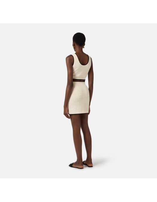 Fusta ELISABETTA FRANCHI, Miniskirt in bouclé chenille fabric with contrasting details - GK21S61E2E84