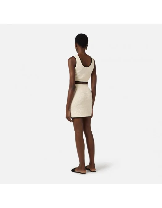Fusta ELISABETTA FRANCHI, Miniskirt in bouclé chenille fabric with contrasting details - GK21S61E2E84