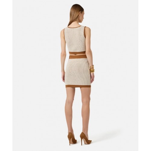 Fusta ELISABETTA FRANCHi, Miniskirt in chenille fabric with waffle stitch