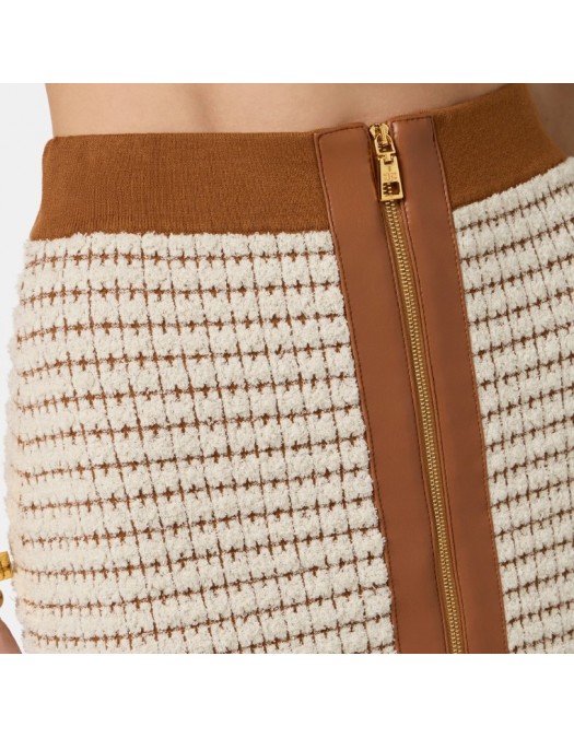 Fusta ELISABETTA FRANCHi, Miniskirt in chenille fabric with waffle stitch - GK24T61E2Q99