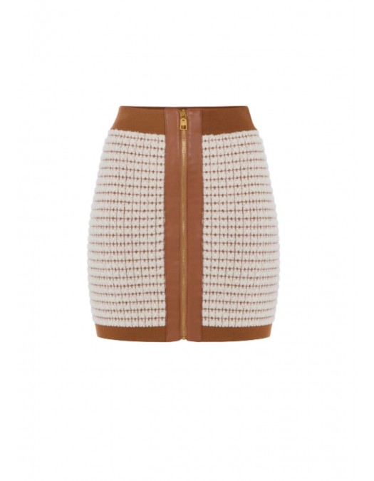 Fusta ELISABETTA FRANCHi, Miniskirt in chenille fabric with waffle stitch - GK24T61E2Q99