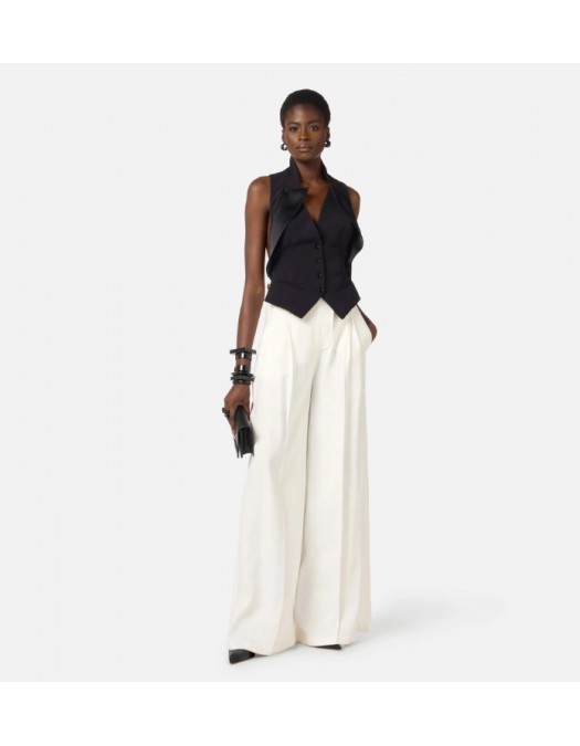 Vesta ELISABETTA FRANCHI, Waistcoat in lightweight crêpe fabric with satin lapels - GL00361E2110