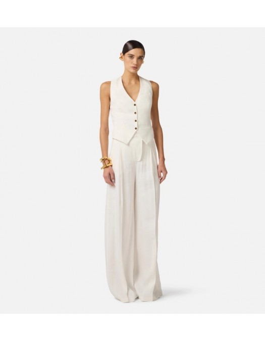 Vesta ELISABETTA FRANCHI, Linen-blend and crêpe waistcoat - GL00862E2360