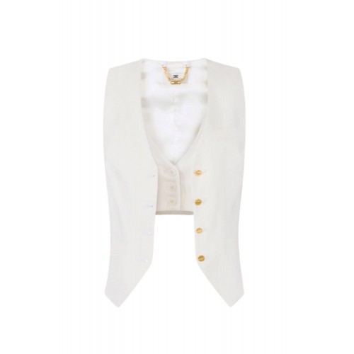Vesta ELISABETTA FRANCHI, Linen-blend and crêpe waistcoat