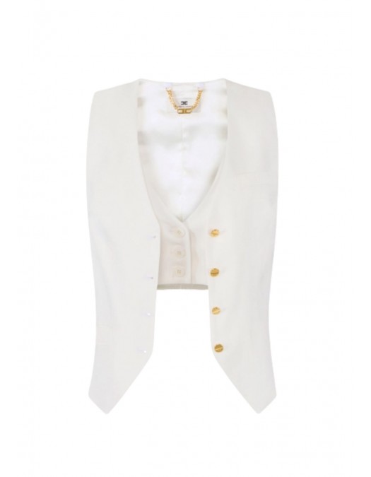 Vesta ELISABETTA FRANCHI, Linen-blend and crêpe waistcoat - GL00862E2360