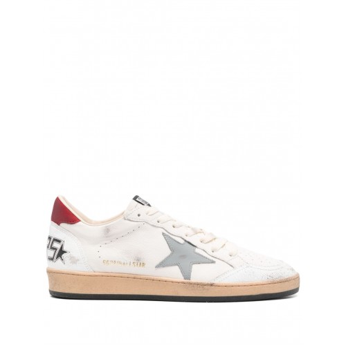 Sneakers Golden Goose, Ball Star, Red Grey Details, White Sneakers Golden Goose, Ball Star, Red Grey Details, White