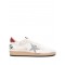 Sneakers Golden Goose, Ball Star, Red Grey Details, White