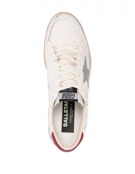 Sneakers Golden Goose, Ball Star, Red Grey Details, White - GMF00117F00677712155