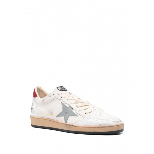 Sneakers Golden Goose, Ball Star, Red Grey Details, White Sneakers Golden Goose, Ball Star, Red Grey Details, White