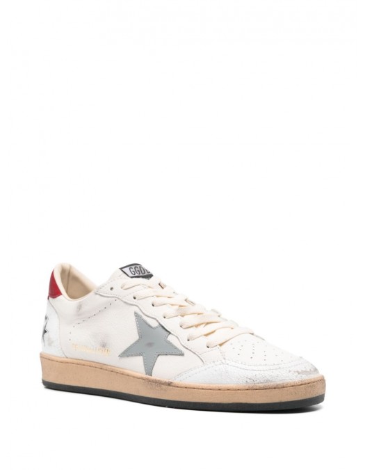 Sneakers Golden Goose, Ball Star, Red Grey Details, White - GMF00117F00677712155