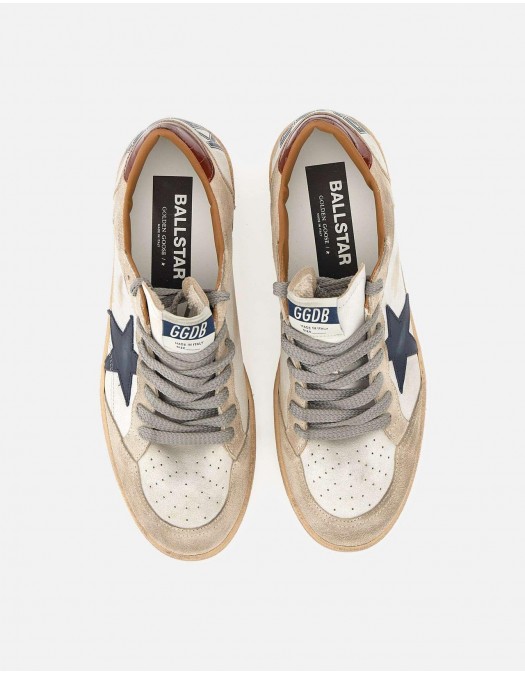 Sneakers Golden Goose, Ball Star, Red Croco Details, Crem - GMF01034F00812712387