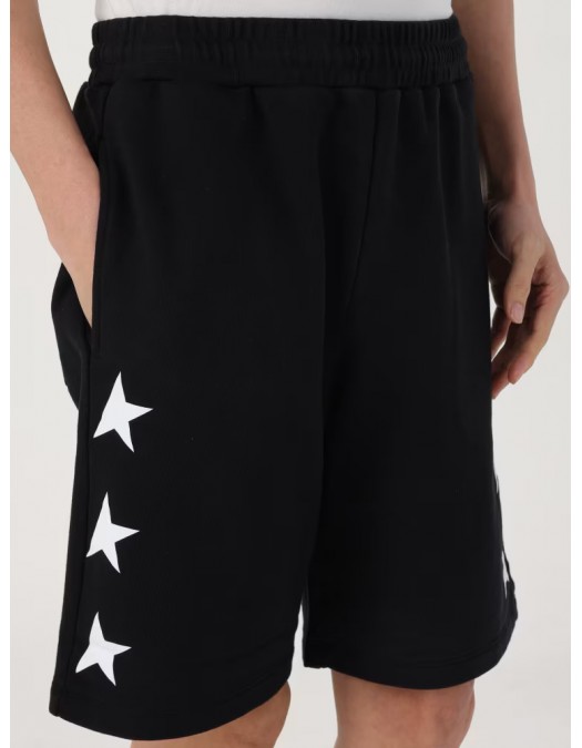 Pantaloni scurti Golden Goose, Cotton, White Stars, Black - GMP00878P00053280203