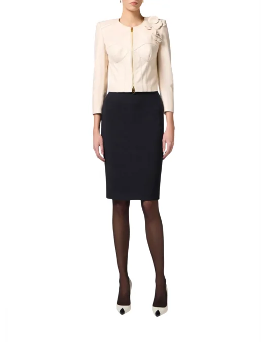 FUSTA ELISABETTA FRANCHI, Midi, Bow Detailing, Black - GO11852E2110