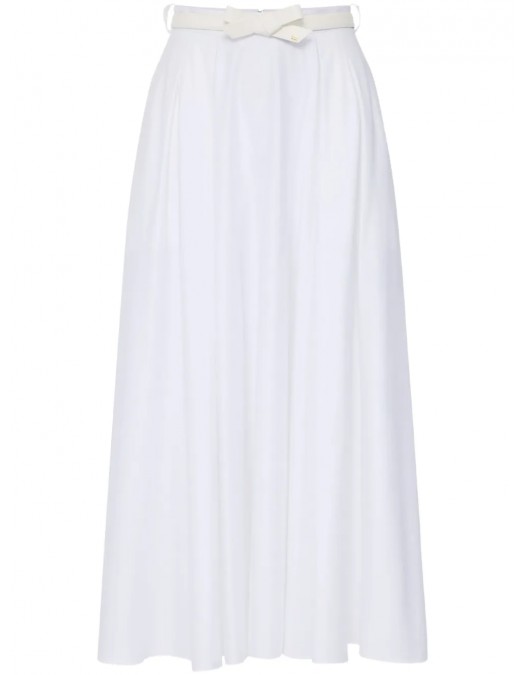 FUSTA ELISABETTA FRANCHI, Belted Satin, Long, Elegant, White - GO12152E2100 FUSTA ELISABETTA FRANCHI, Belted Satin, Long, Elegant, White - GO12152E2100