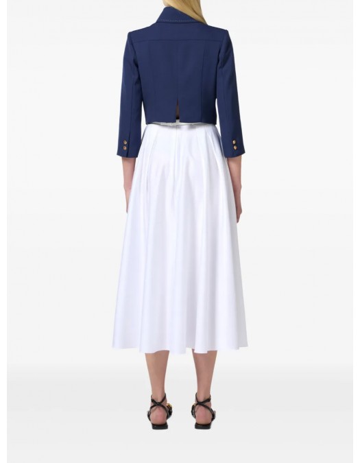 FUSTA ELISABETTA FRANCHI, Belted Satin, Long, Elegant, White - GO12152E2100 FUSTA ELISABETTA FRANCHI, Belted Satin, Long, Elegant, White - GO12152E2100