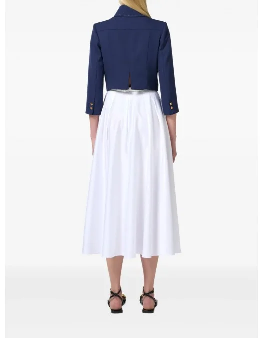 FUSTA ELISABETTA FRANCHI, Belted Satin, Long, Elegant, White - GO12152E2100 FUSTA ELISABETTA FRANCHI, Belted Satin, Long, Elegant, White - GO12152E2100