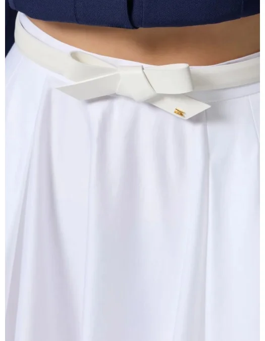FUSTA ELISABETTA FRANCHI, Belted Satin, Long, Elegant, White - GO12152E2100 FUSTA ELISABETTA FRANCHI, Belted Satin, Long, Elegant, White - GO12152E2100