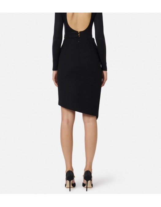 FUSTA ELISABETTA FRANCHI, in crêpe fabric with jewel detail, Negru - GO13556E2110 FUSTA ELISABETTA FRANCHI, in crêpe fabric with jewel detail, Negru - GO13556E2110