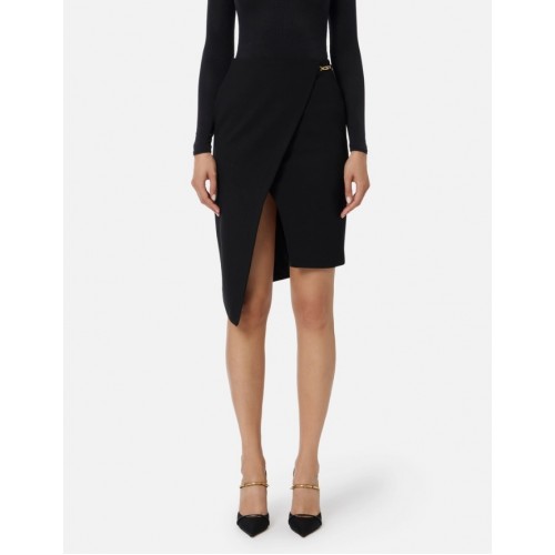 FUSTA ELISABETTA FRANCHI, in crêpe fabric with jewel detail, Negru FUSTA ELISABETTA FRANCHI, in crêpe fabric with jewel detail, Negru