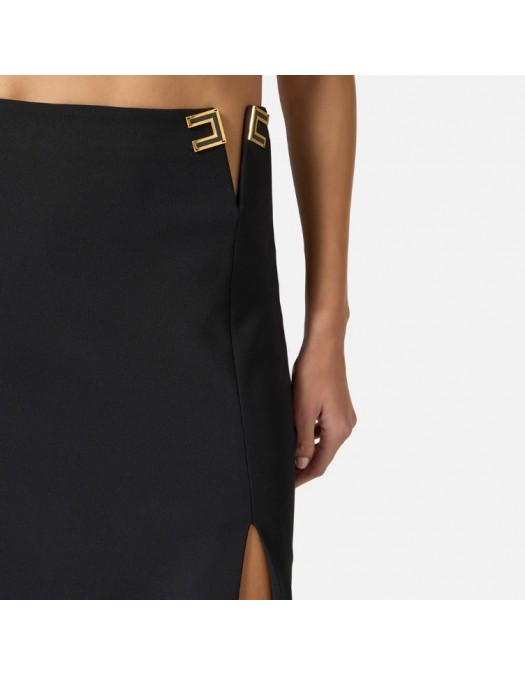 Fusta ELISABETTA FRANCHI, Skirt in double layer stretch crêpe fabric with logo details - GO14761E2360