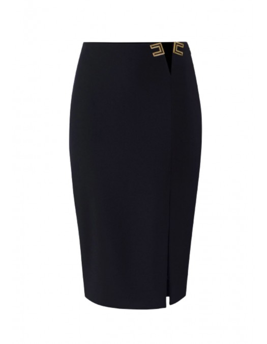 Fusta ELISABETTA FRANCHI, Skirt in double layer stretch crêpe fabric with logo details - GO14761E2360