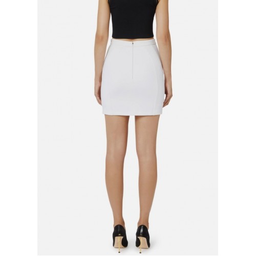 FUSTA ELISABETTA FRANCHI, double-layer crêpe fabric, lant atasat, Alb FUSTA ELISABETTA FRANCHI, double-layer crêpe fabric, lant atasat, Alb