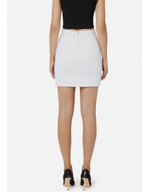 FUSTA ELISABETTA FRANCHI, double-layer crêpe fabric, lant atasat, Alb - GO14857E2360