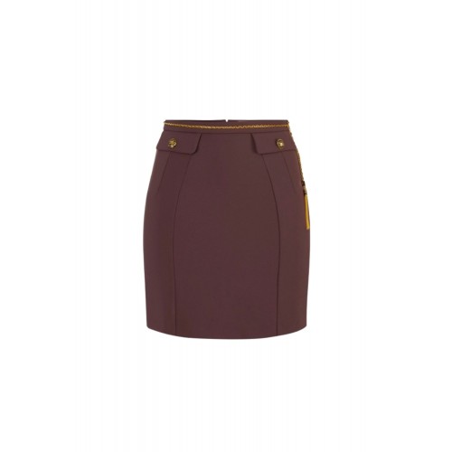 FUSTA ELISABETTA FRANCHI, double-layer crêpe fabric, lant atasat, Merlot FUSTA ELISABETTA FRANCHI, double-layer crêpe fabric, lant atasat, Merlot