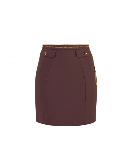FUSTA ELISABETTA FRANCHI, double-layer crêpe fabric, lant atasat, Merlot - GO14857E2EA3 FUSTA ELISABETTA FRANCHI, double-layer crêpe fabric, lant atasat, Merlot - GO14857E2EA3