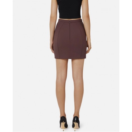 FUSTA ELISABETTA FRANCHI, double-layer crêpe fabric, lant atasat, Merlot FUSTA ELISABETTA FRANCHI, double-layer crêpe fabric, lant atasat, Merlot
