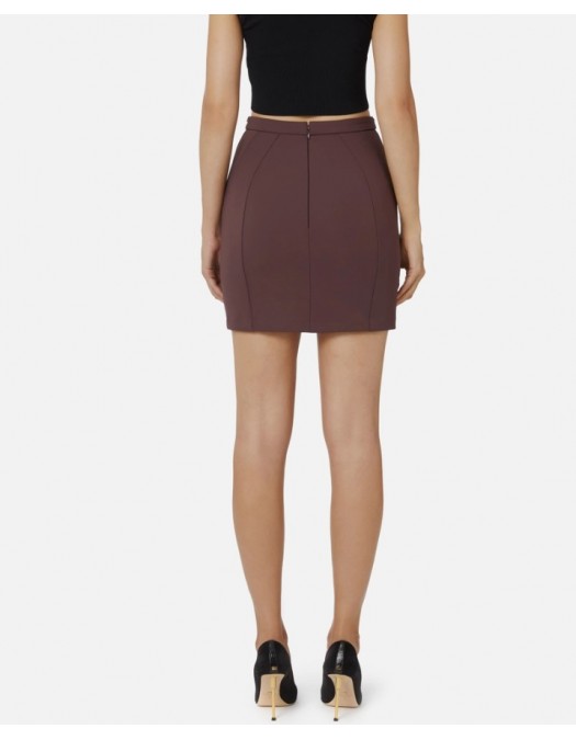 FUSTA ELISABETTA FRANCHI, double-layer crêpe fabric, lant atasat, Merlot - GO14857E2EA3 FUSTA ELISABETTA FRANCHI, double-layer crêpe fabric, lant atasat, Merlot - GO14857E2EA3