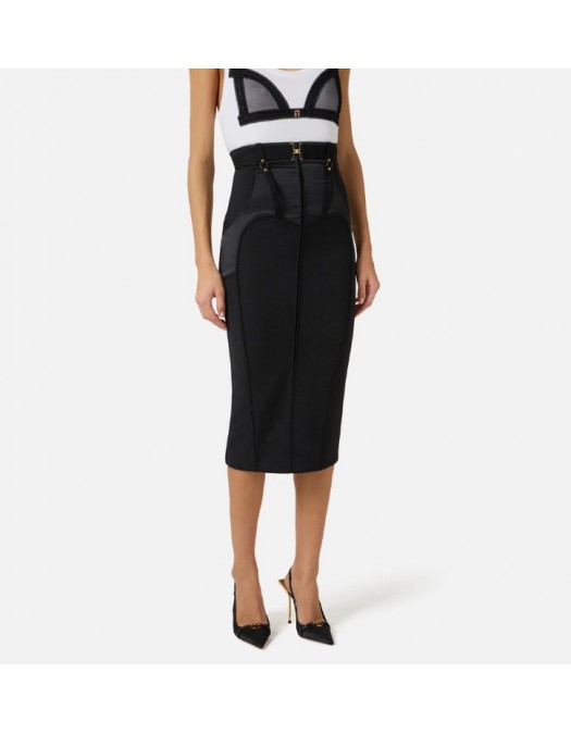 Fusta ELISABETTA FRANCHI, Bustier skirt in lightweight crêpe and satin fabrics - GO14862E2110