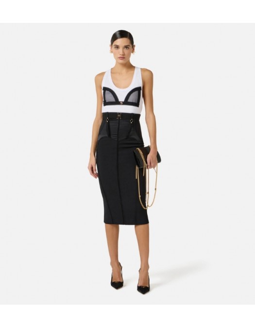 Fusta ELISABETTA FRANCHI, Bustier skirt in lightweight crêpe and satin fabrics - GO14862E2110