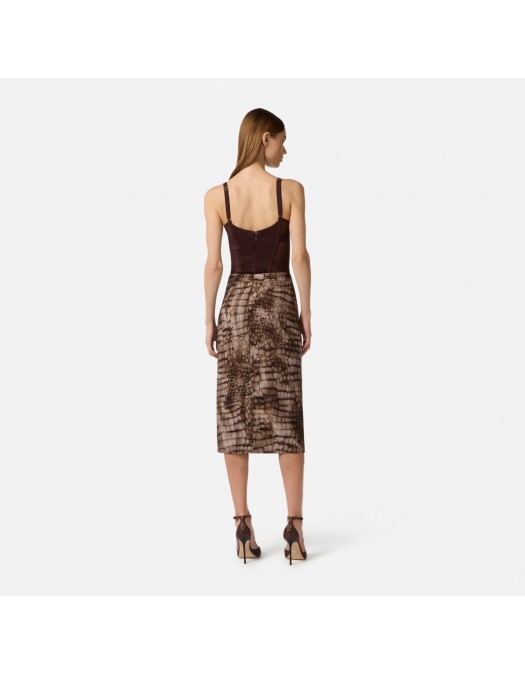 FUSTA ELISABETTA FRANCHI, lightweight jersey fabric, Alligator print - GO14961E2644