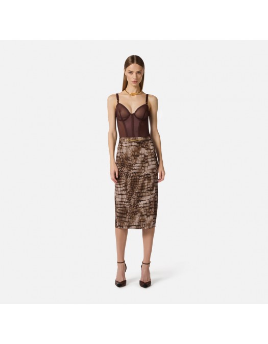 FUSTA ELISABETTA FRANCHI, lightweight jersey fabric, Alligator print - GO14961E2644