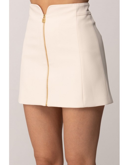 Fusta ELISABETTA FRANCHI, Miniskirt in double layer stretch crêpe fabric, Alb - GO15061E2193