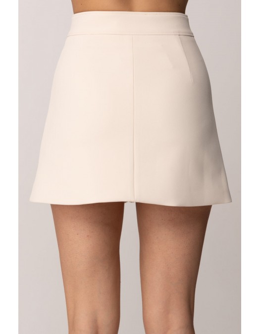 Fusta ELISABETTA FRANCHI, Miniskirt in double layer stretch crêpe fabric, Alb - GO15061E2193