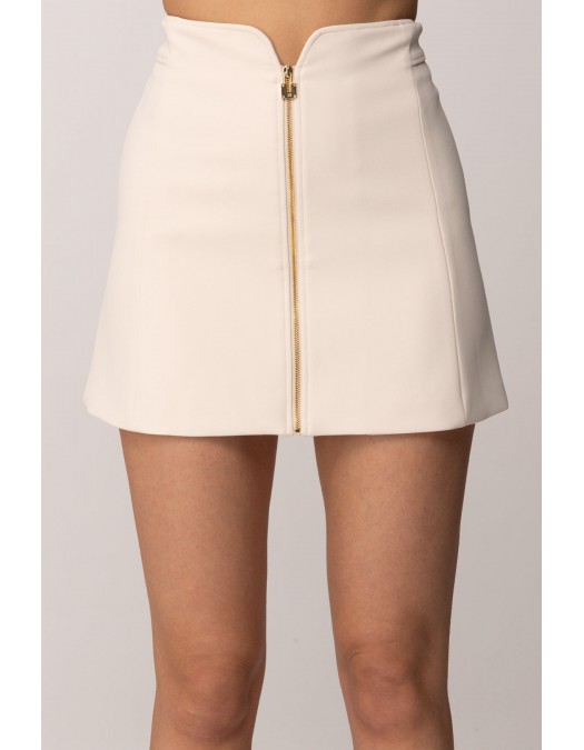 Fusta ELISABETTA FRANCHI, Miniskirt in double layer stretch crêpe fabric, Alb - GO15061E2193