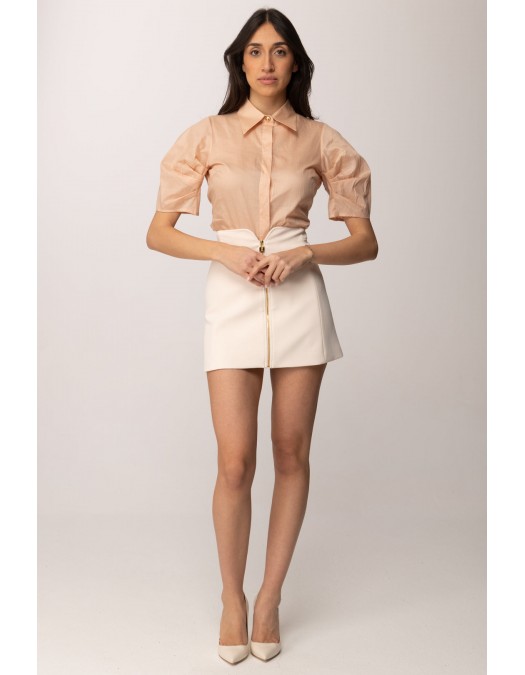 Fusta ELISABETTA FRANCHI, Miniskirt in double layer stretch crêpe fabric, Alb - GO15061E2193
