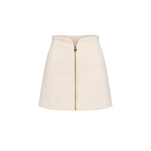 Fusta ELISABETTA FRANCHI, Miniskirt in double layer stretch crêpe fabric, Alb