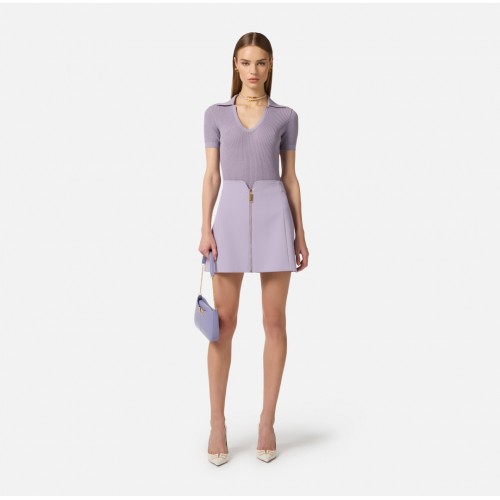 Fusta ELISABETTA FRANCHI, Miniskirt in double layer stretch crêpe fabric, Mov