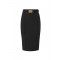 Fusta ELISABETTA FRANCHI, technical bi-elastic fabric with belt, Negru