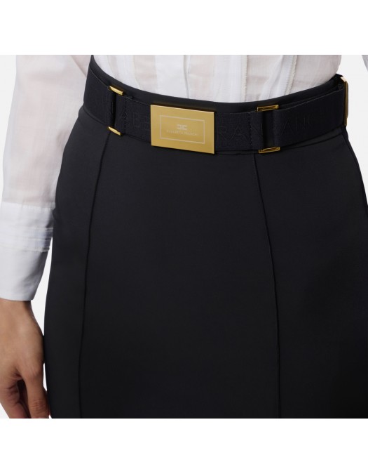 Fusta ELISABETTA FRANCHI, technical bi-elastic fabric with belt, Negru - GO15961E2110