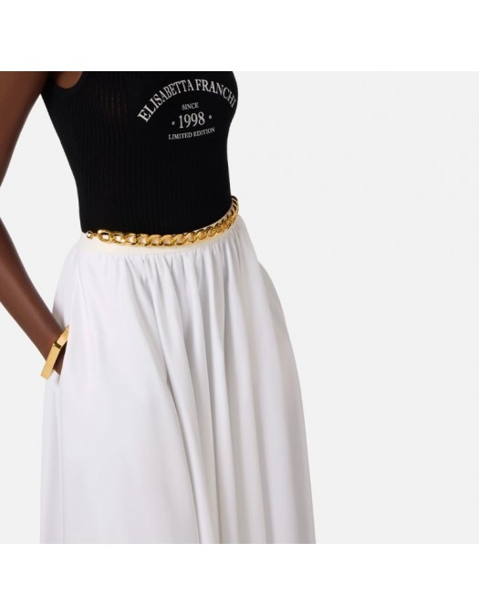 Fusta ELISABETTA FRANCHI, Stretch cotton skirt with jewel detail - GO16061E2100