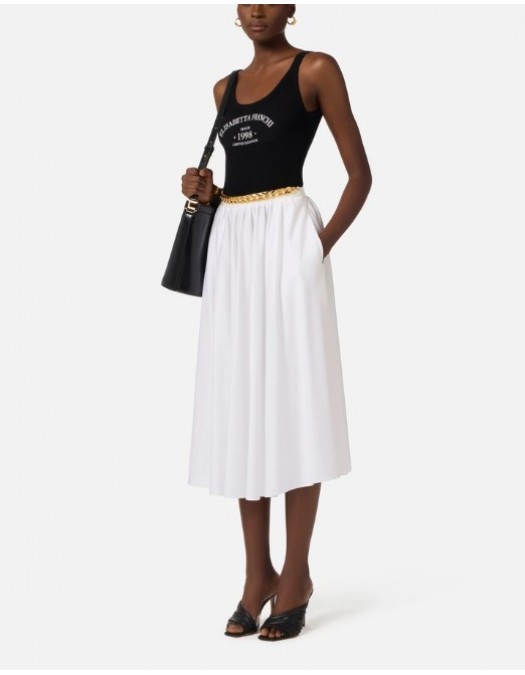 Fusta ELISABETTA FRANCHI, Stretch cotton skirt with jewel detail - GO16061E2100