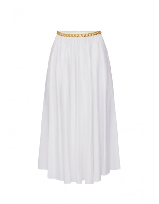 Fusta ELISABETTA FRANCHI, Stretch cotton skirt with jewel detail - GO16061E2100