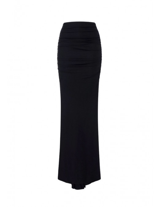 Fusta ELISABETTA FRANCHI, Crêpe jersey skirt with draping, Negru - GO16261E2110