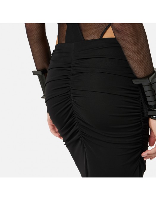 Fusta ELISABETTA FRANCHI, Crêpe jersey skirt with draping, Negru - GO16261E2110